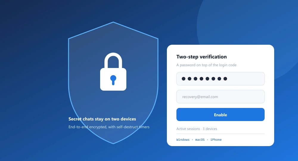 Двухэтапная аутентификация в Telegram